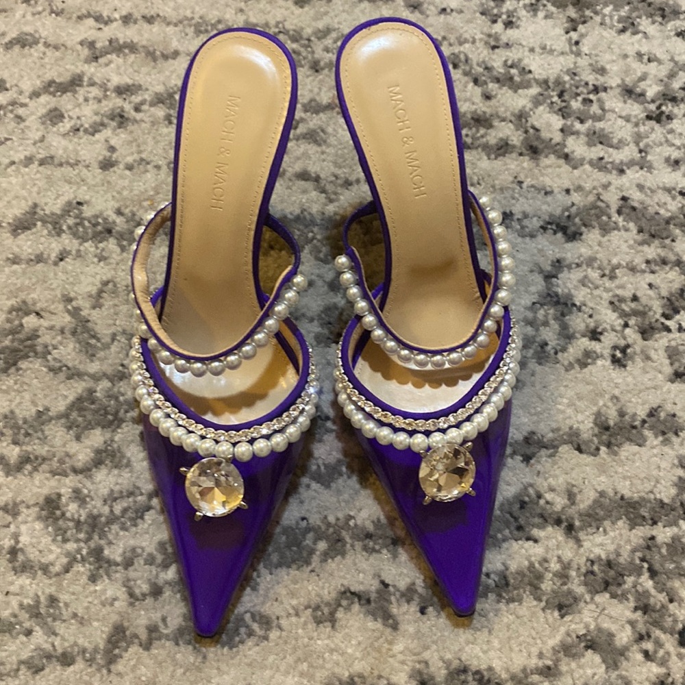 Mach & Mach Diamond of Elizabeth Imitation Pearl Pointed Toe Mule size 38